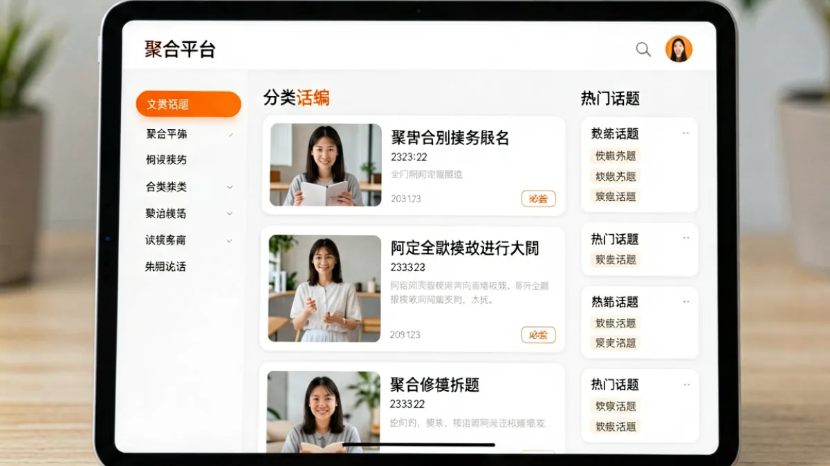 17se平台主界面的概览展示，屏幕上呈现内容聚合列表与用户互动区域，整体风格简洁现代