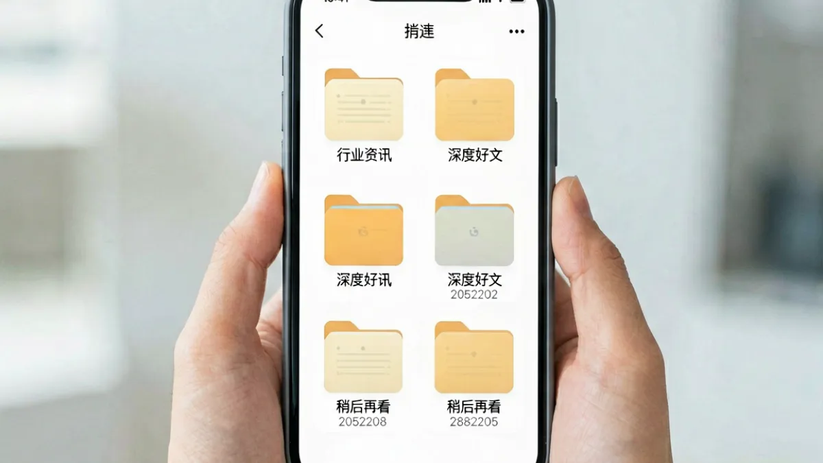 17se内容收藏夹界面示意图，展示多个文件夹分类管理已收藏文章的操作场景